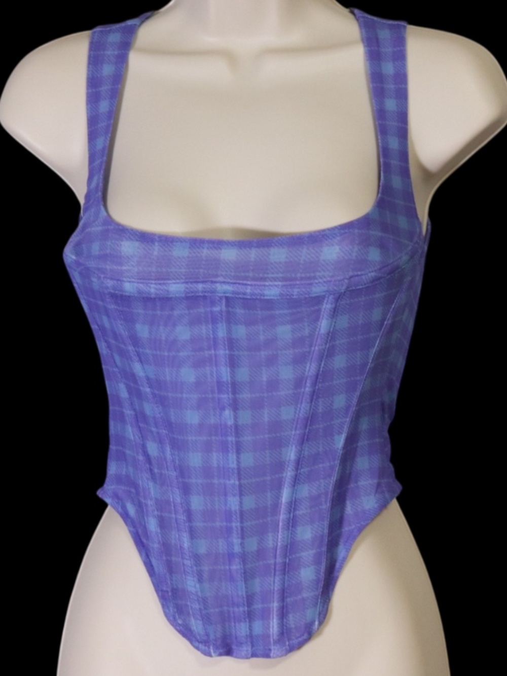 Miaou Purple Plaid Corset Top